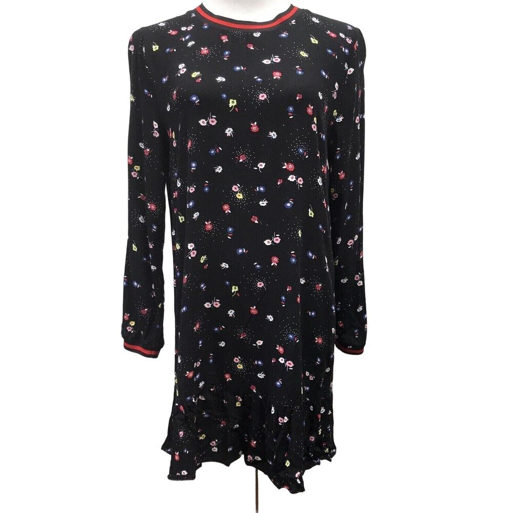 Popsugar Dress Womens Medium Floral Black Pink Yellow White Blue